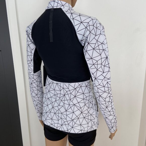 Karma Athletics White & Black Geometric Full-Zip Womens Jacket Lightweight Activ - Picture 7 of 16